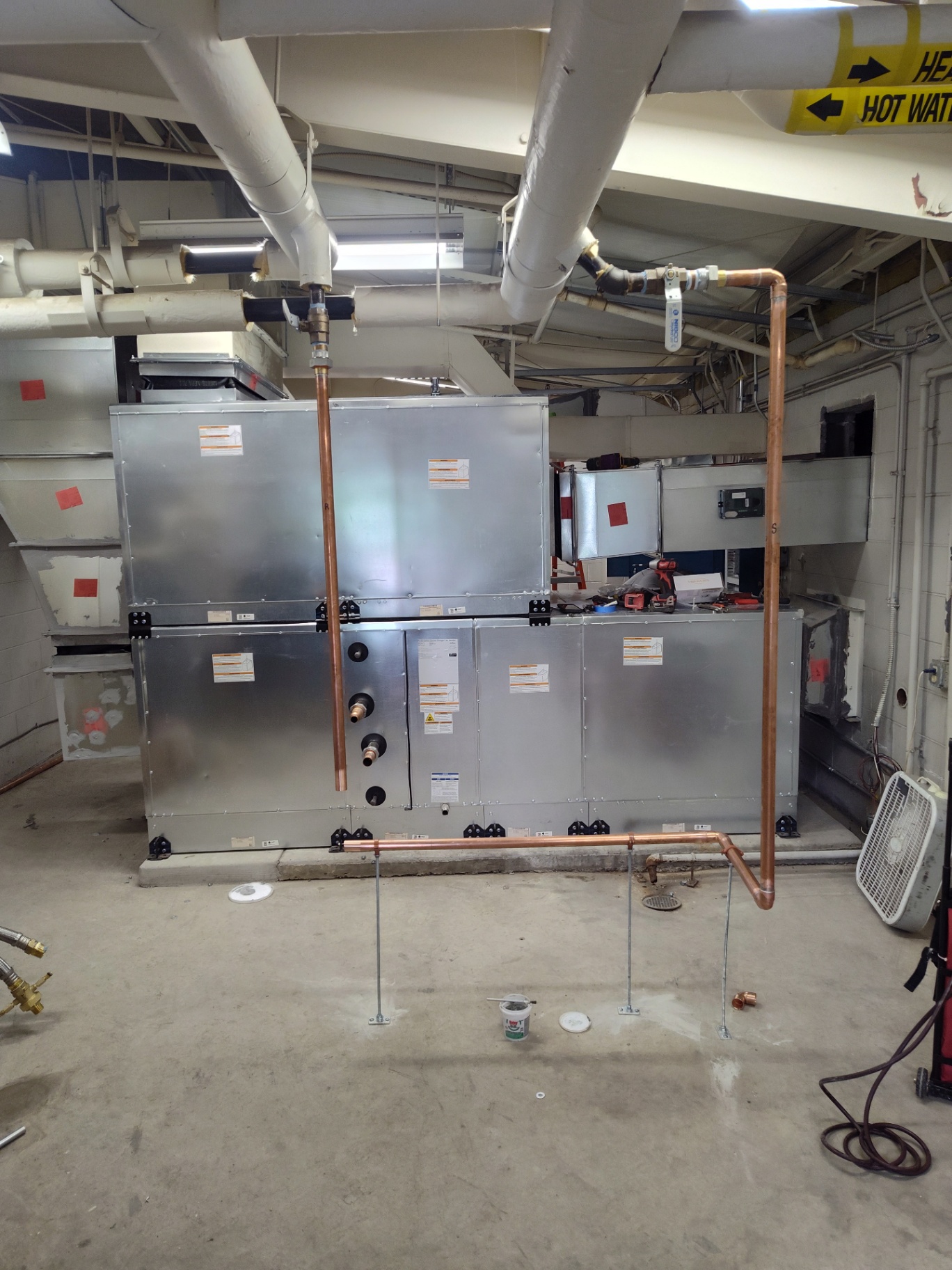Copper supply lines — mechanical room